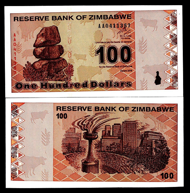 Зімбабве/Zimbabwe 100 Dollars 2009 Pick UNC Полтава - фото 1
