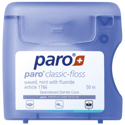 Зубная нить Paro Swiss classic-floss вощеная с мятой и фторидом 50 м (7610458017661) Винница - изображение 1