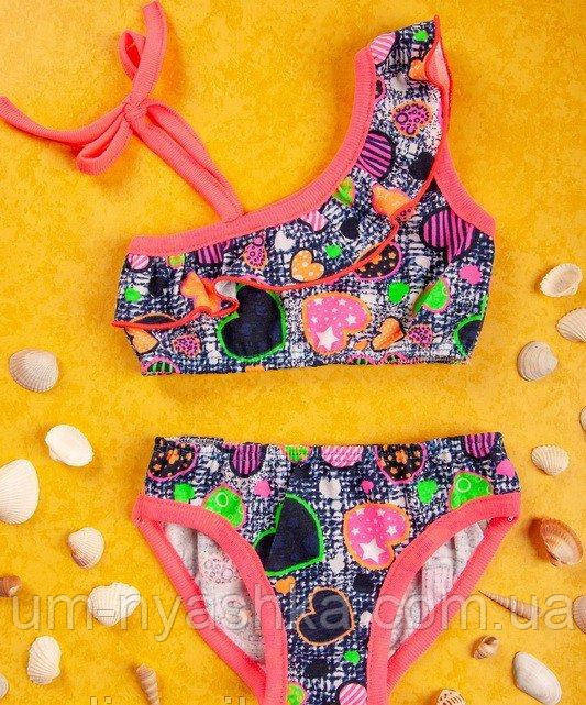 Купальник дитячий роздільний рожевий з сердечками 98 Кривий Ріг - фото 1