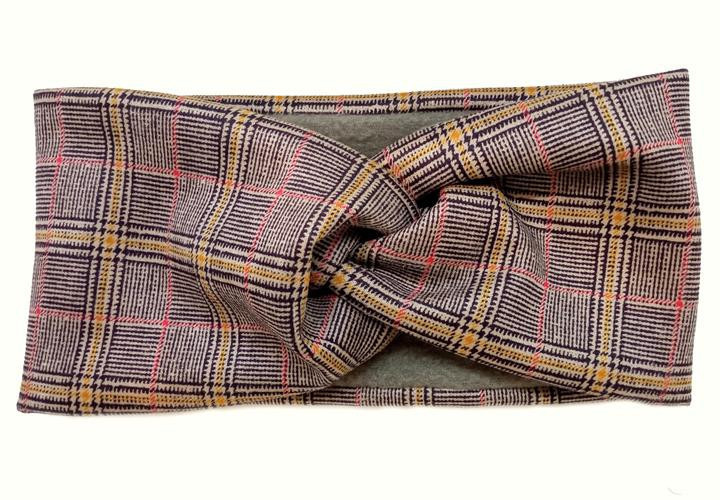 Широкая повязка для волос в клетку Киев - изображение 1