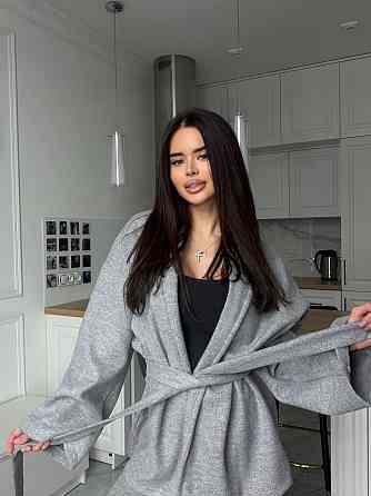 Женский стильный повседневный костюм кимоно + леггинсы турецкая ангора вязка Серый Одесса