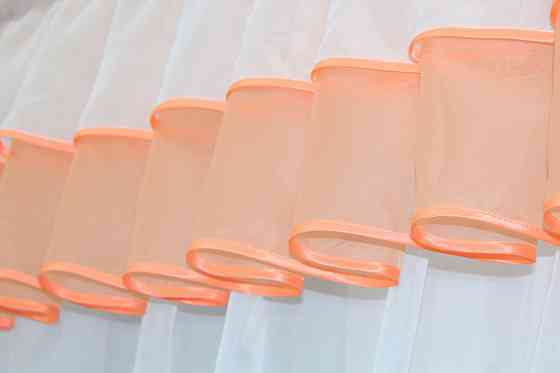 Кухонный комплект VR-Textil № 00к шторки с ламбрекеном белый с персиковым 200х170 см (59-778) Киев