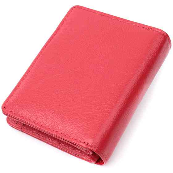 Яркий женский кошелек с монетницей и блоком для пропусков из натуральной кожи Красный (ST Leather) Киев