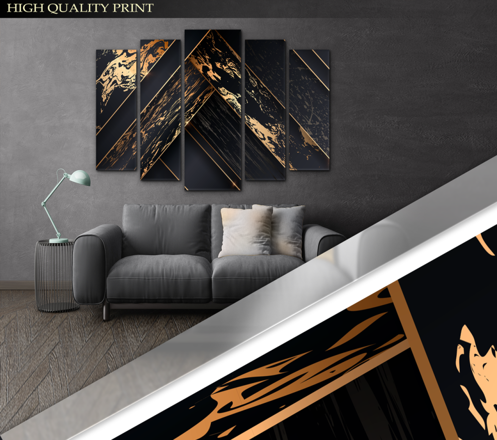 Модульная картина в гостиную / спальню Абстракция Узор золотой Art-384_5 ( 80х118см ) Киев - изображение 3