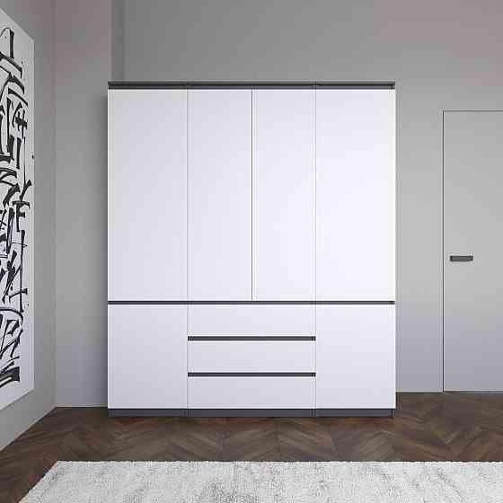 Шафа для одягу VAYS зі штангою та полицями, 3 шухляди, комплект R9+R22-2 Антрацит-Білий фасад Львів