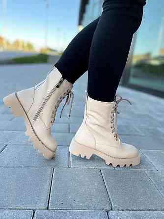 Egga Черевики жіночі EGGA бежеві натуральна шкіра висота 17см ( -118) 37р.39р.40р. Коломыя