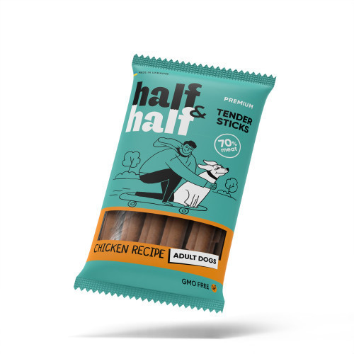 Ласощі для собак Half&Half у формі м'ясних паличок з куркою, 100 г Київ - фото 1