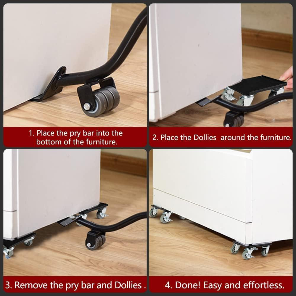 Транспортный набор HOTOOLME 036885 Черный ролики 4×PP поворотные 360° углеродистая сталь грузоподъёмность 1300 Киев - изображение 7