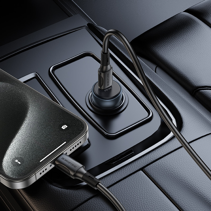 Автомобільний зарядний пристрій BOROFONE BZ32 Fresh single port PD30W car charger Black Одеса - фото 5