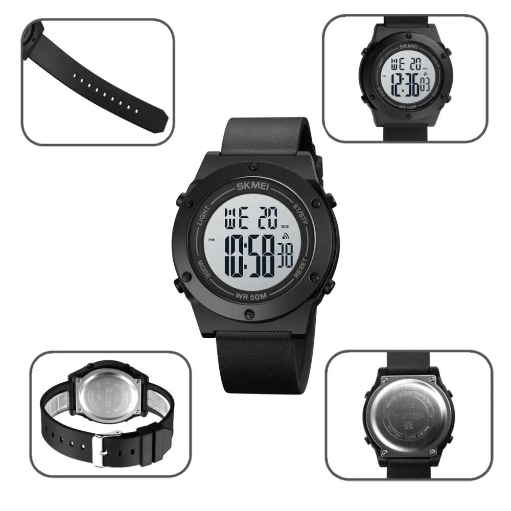 Чоловічий спортивний годинник Skmei 1772 (Чорний з білим) Вінниця - фото 7