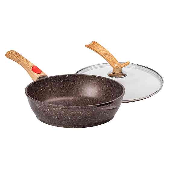 Глибока алюмінієва сковорода з кришкою Ø 28 см, кавова Київ