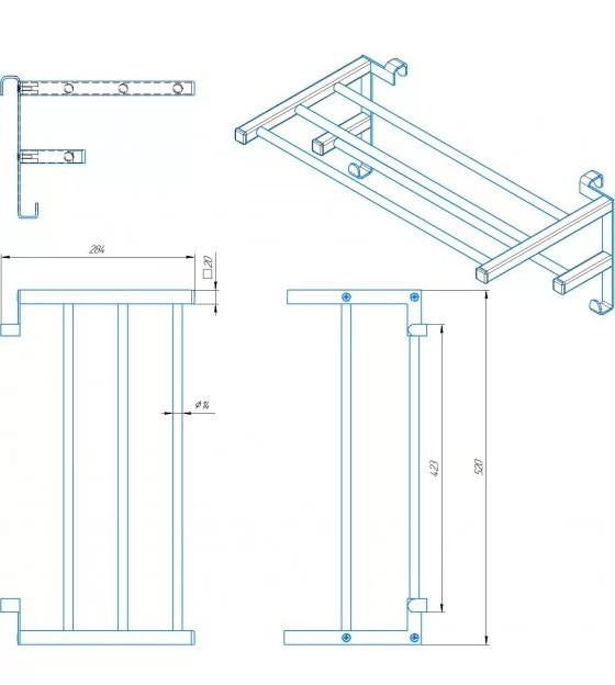 Полка для полотенец Mario INOX 520х284 Киев - изображение 5