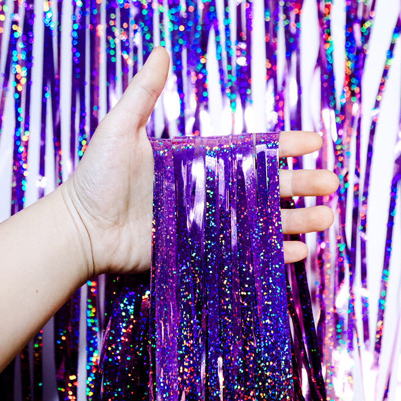 Гірлянда дощик з голограмою 2м на 1м фіолетовий Київ - фото 5