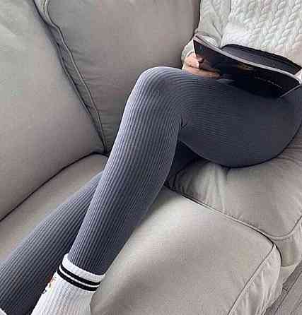 Жіночі базові лосини з високою посадкою рубчик Сірий, 50/52 Одеса