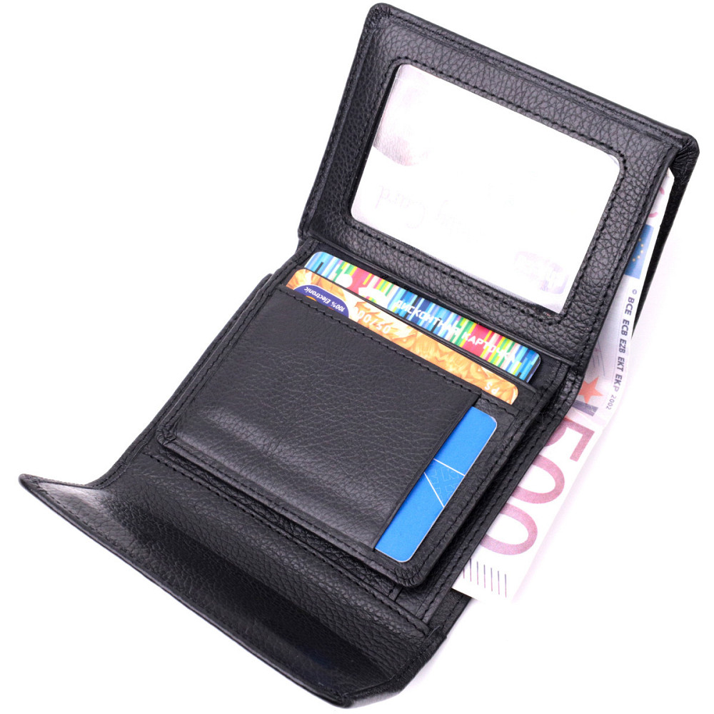 Женский симпатичный кошелек с монетницей из натуральной кожи ST Leather 19494 Черный Киев - изображение 4