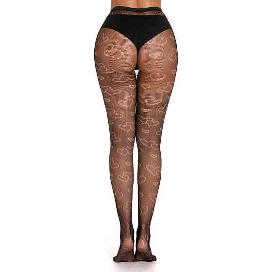 Колготки в сітку сердечка для жінок one size чорний Київ