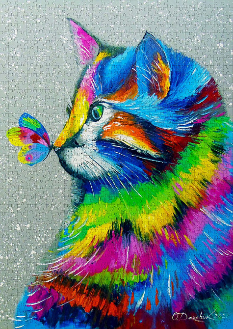 Пазл Яскравий кіт та метелик - Bright Cat and Butterfly (Enjoy-1781) Киев - изображение 5