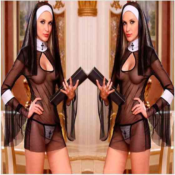 Костюм похотливой монашки - S - Черный – Ролевые костюмы Винница