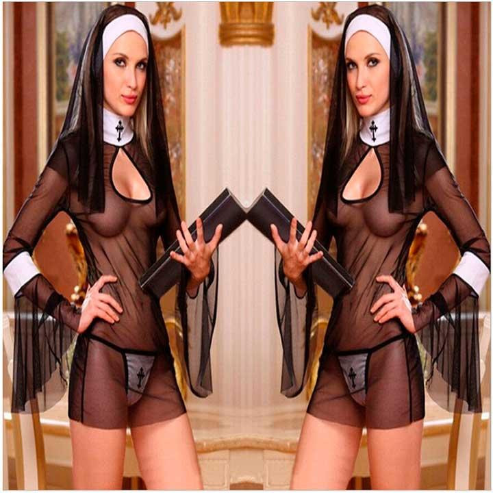 Костюм похотливой монашки - S - Черный – Ролевые костюмы Винница - изображение 2