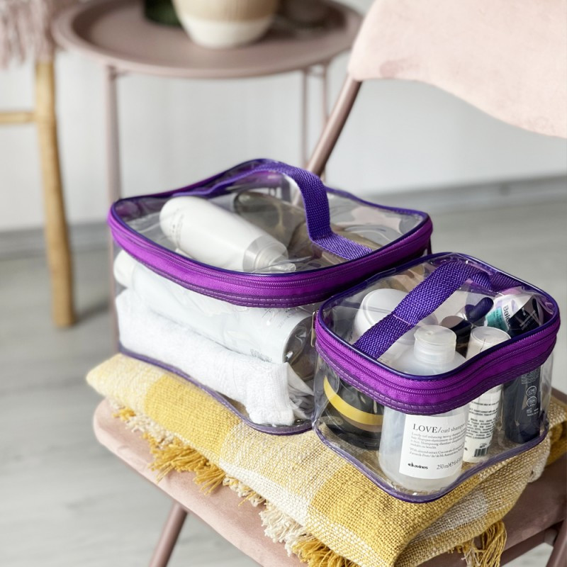 Набор дорожних косметичек 2 шт (Фиолетовый) Сумы - изображение 1