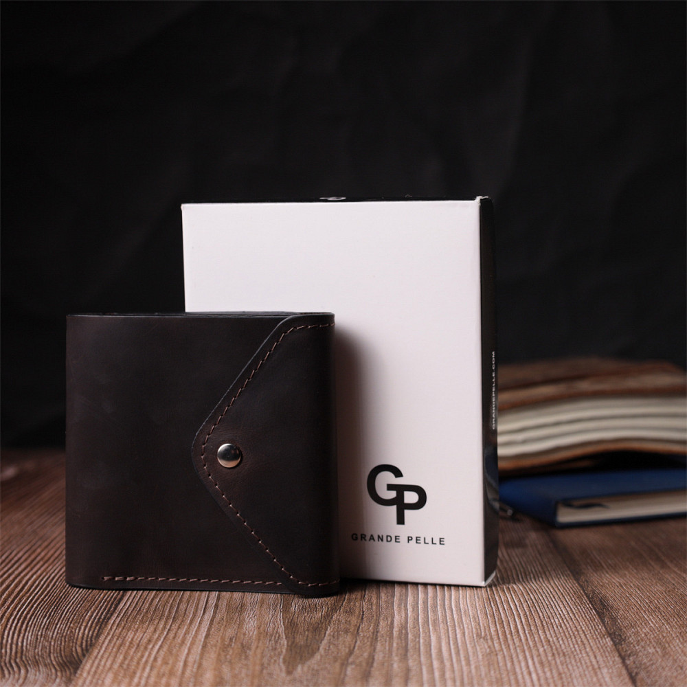 Кошелек для мужчин из матовой натуральной кожи GRANDE PELLE 16810 Коричневый Киев - изображение 9