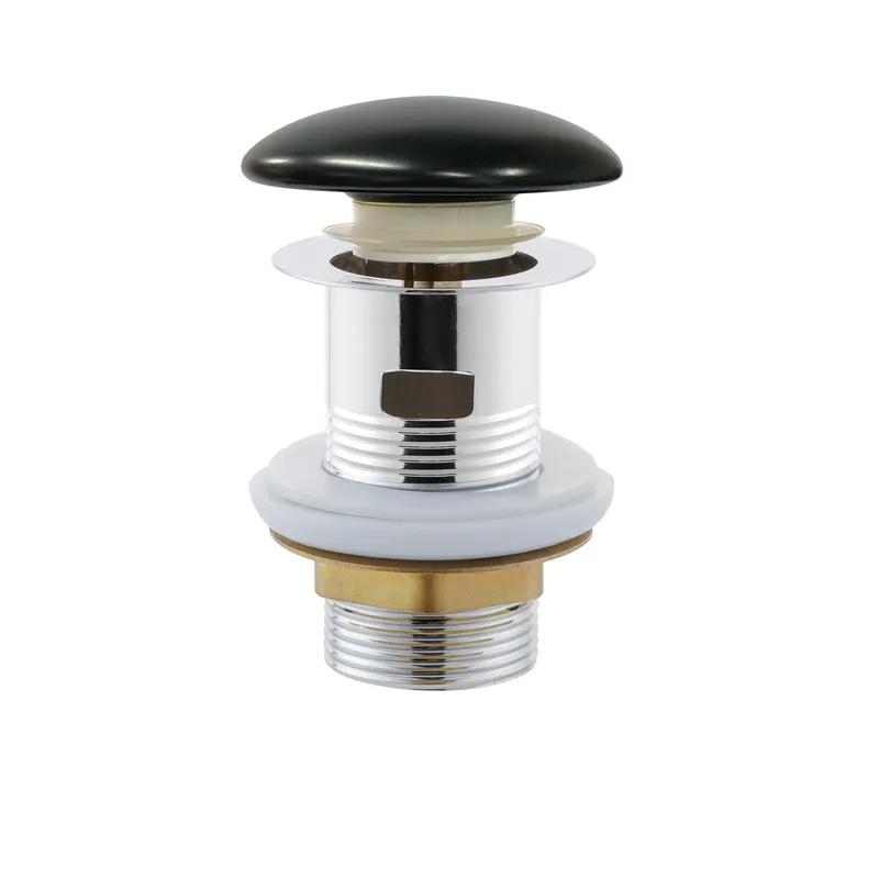 Донний клапан для раковини з переливом Mixxus POP-UP-08 BLACK автоматичний (Click-Clack) (Чорна керамічна накладка) 1 1/4'' Київ - фото 1