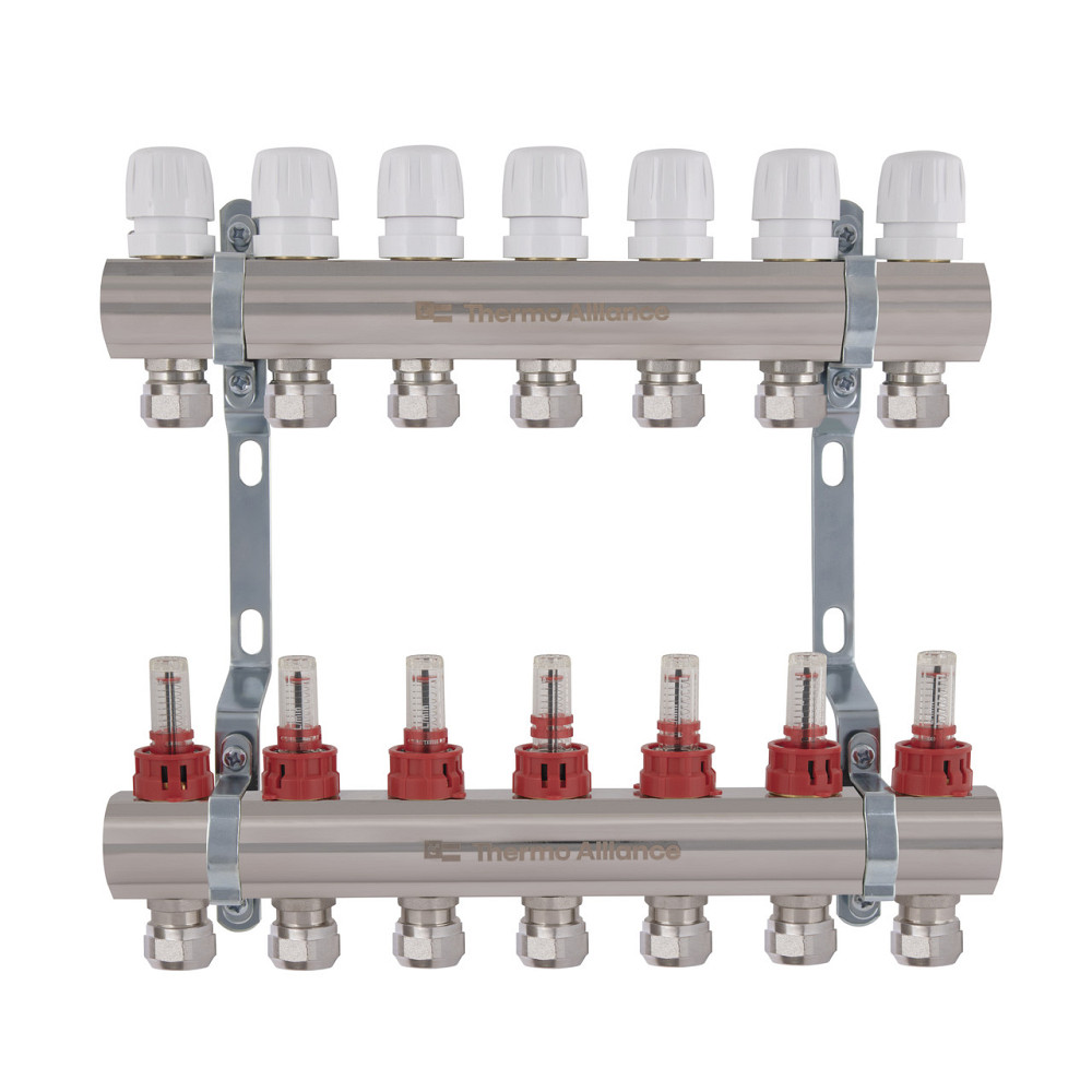 Коллектор латунный с расходомерами и евроконусами Thermo Alliance Standart 1