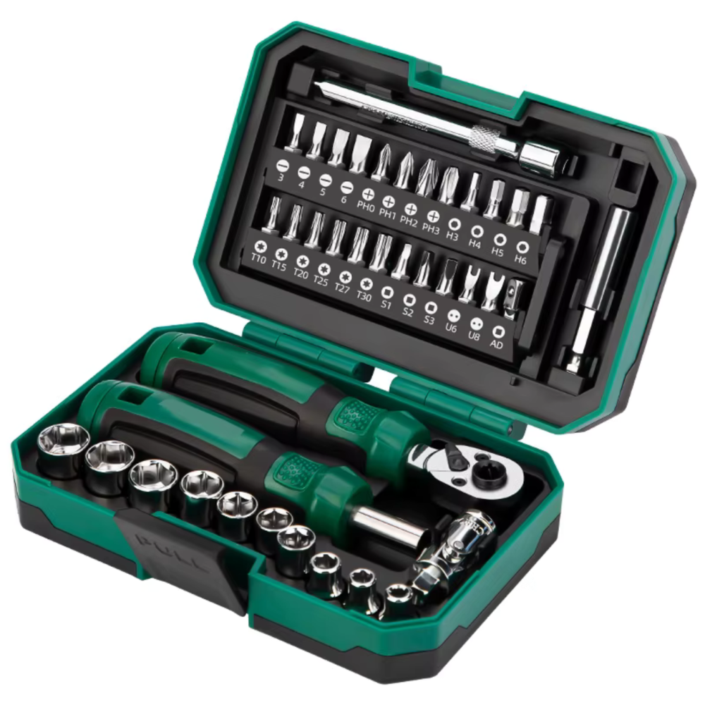 Набір інструментів для ремонту 40 шт: викрутка з перехідниками, тріскачка, набір біт, набір торцевих головок, в протиударному Кам'янець-Подільський - фото 8