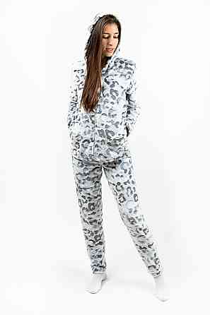 Домашний теплый костюм (пижама)  женский серый с капюшоном топ Крохатушка одяг Киев