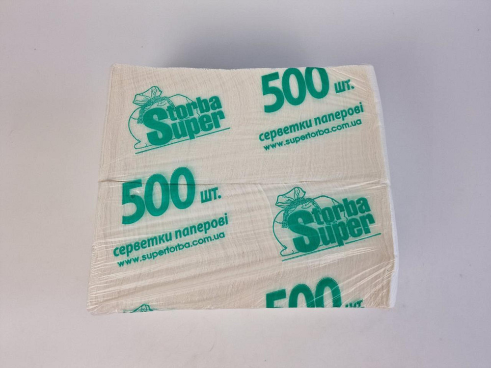 Салфетки бумажные белые 500 листов Супер Торба, однослойные для сервировки стола и кухни (1 пачка) Харьков - изображение 4