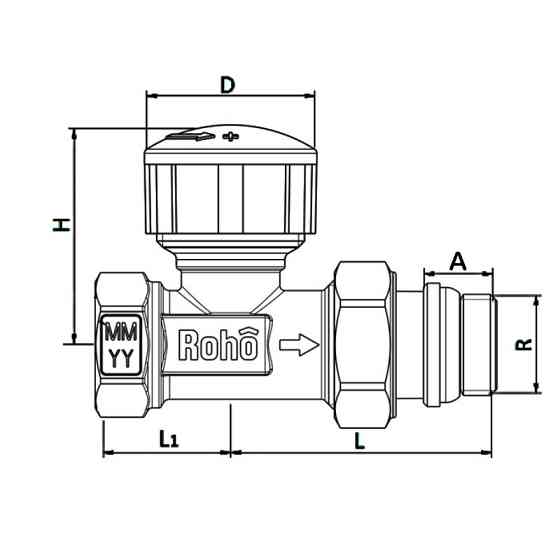 Кран радіаторний термостатичний Roho R5160-050 - 1/2"  прямий   ( RO0124 ) 20597 Харків