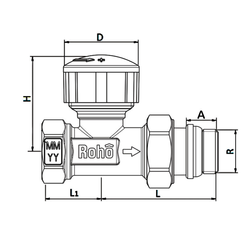 Кран радіаторний термостатичний Roho R5160-050 - 1/2"  прямий   ( RO0124 ) 20597 Харків - фото 2