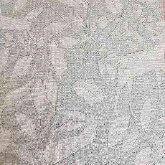 Флізелінові шпалери дитячі BN Doodleedo 0,53 х 10 м тварини олені зайці квіти листя білі на сірому Київ