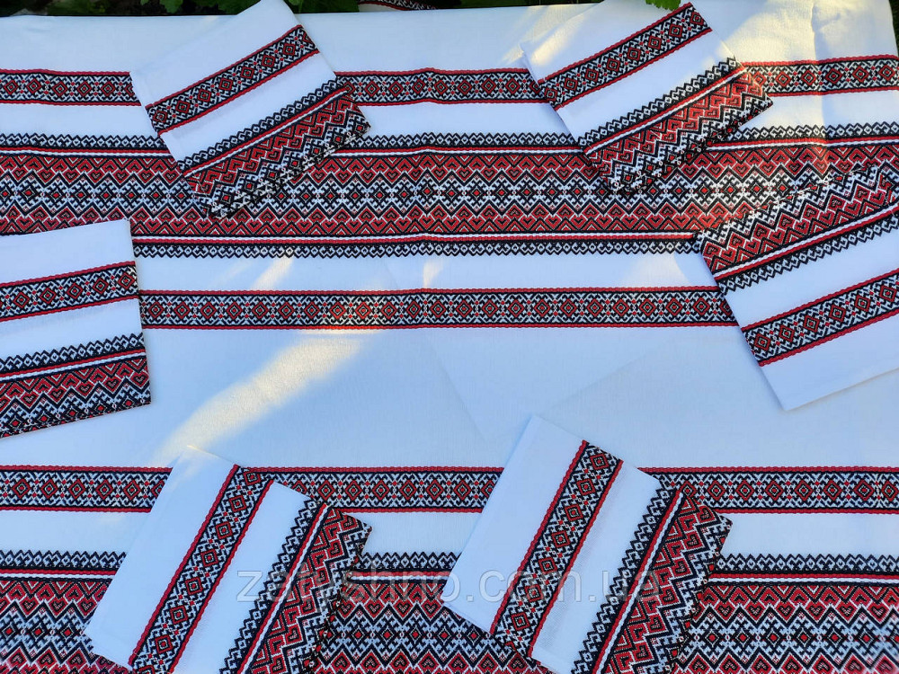 Вишита скатертина з салфетками червона Київ - фото 9