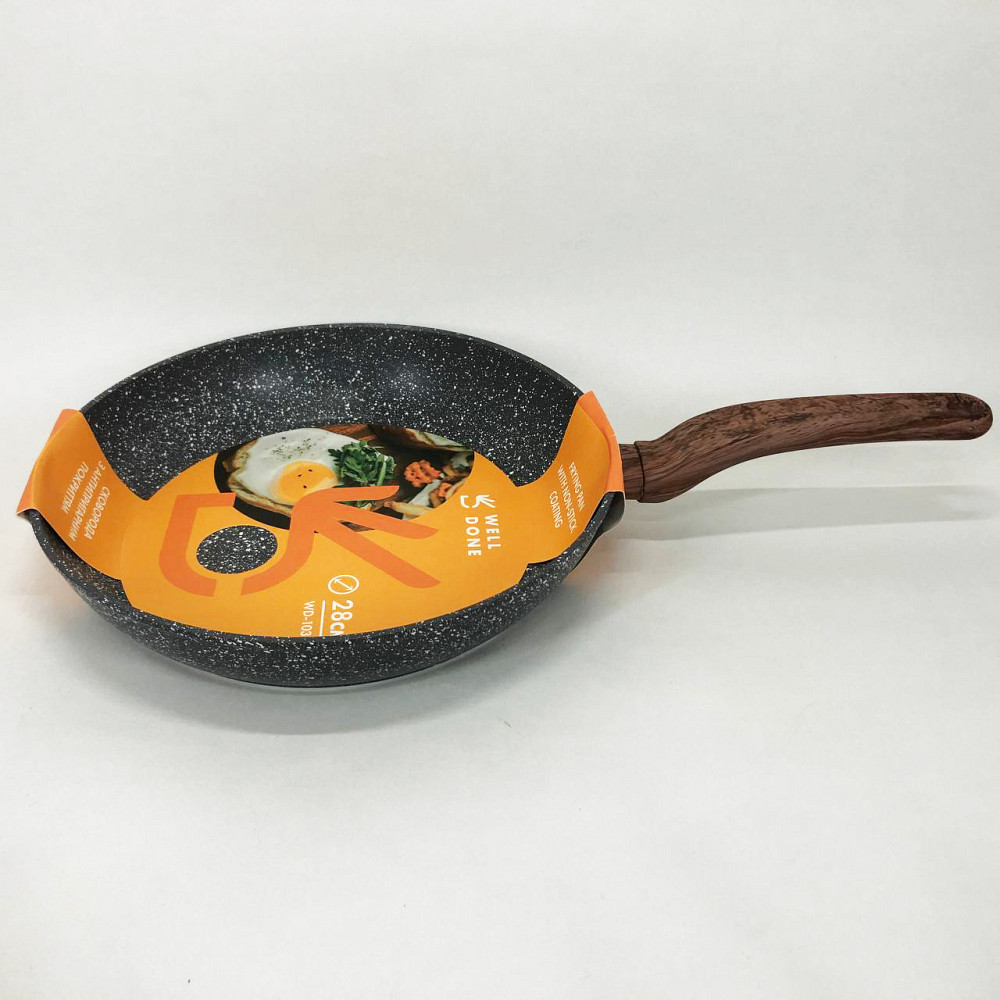 Сковорода с антипригарным покрытием для газовой плиты Well Done WD-1038N 28 см, Сковорода гриль удобная BJ-90 Львов - изображение 9