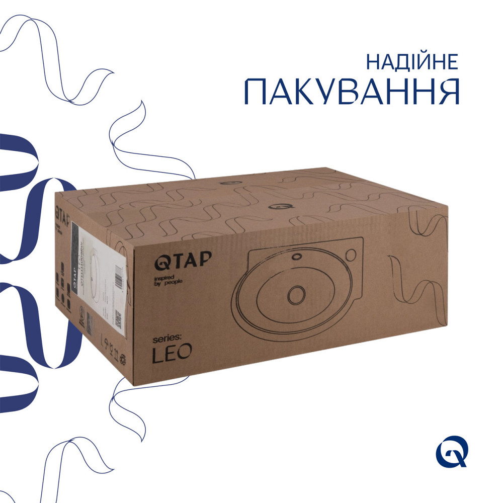 Комплект Qtap Leo: Раковина подвесная овальная правая 430x285x160 мм White + Донный клапан PU02O Киев - изображение 6