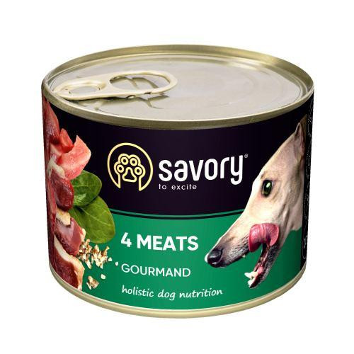 Вологий корм Savory для дорослих собак усіх порід, з чотирма видами м'яса, 200 г Київ - фото 1