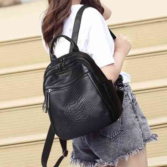 Рюкзак женский из натуральной кожи. Черный рюкзак городской кожаный TidinBag Киев