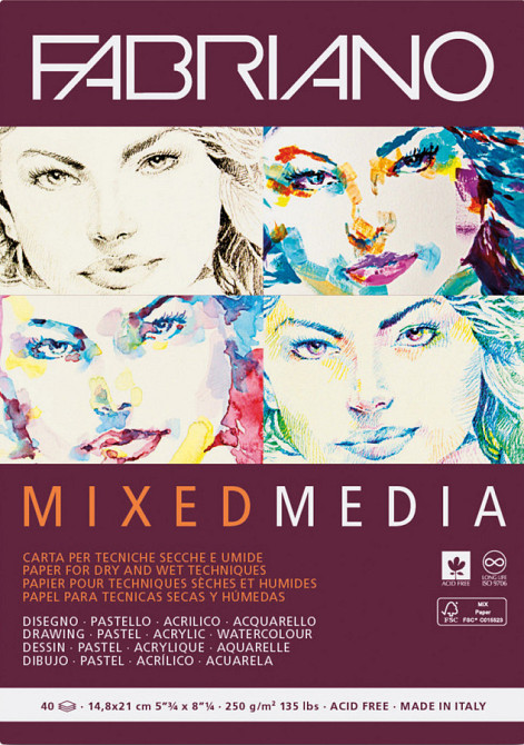 Склейка для змішаних технік Mixed Media 250г/м2 40л Fabriano Київ - фото 1