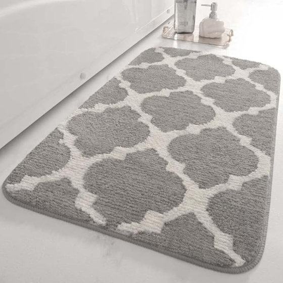 Килимок для ванної кімнати та душу килимок для ніг в душову, мікрофібра, атиковзкий c візерунком 40х60 см, сірий Кам'янець-Подільський