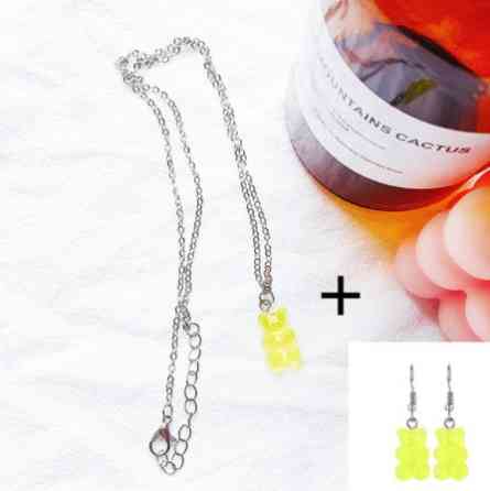 Бижутерия мишки желтые, кулон + серьги, размер мишки 1,6*1см, смола Киев