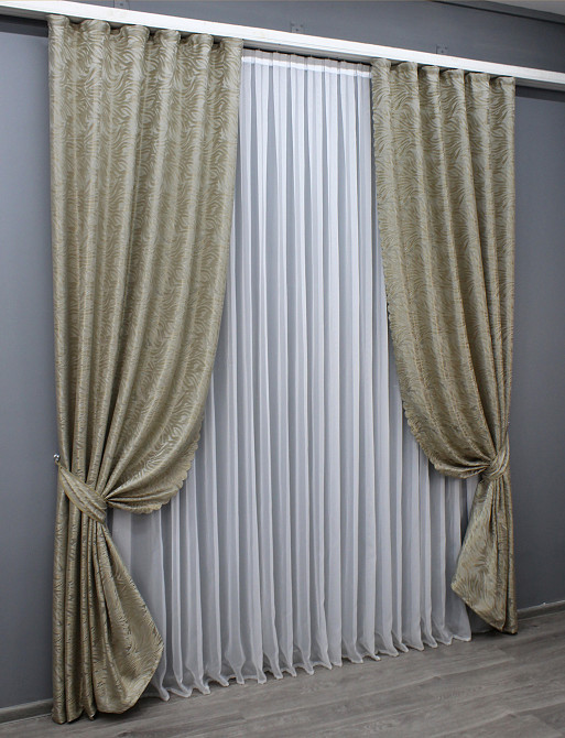 Комплект готових штор VR-Textil Жакард Magic № 1605ш Бежевий 145х270 см 2 шт (33-0468) Киев - изображение 3