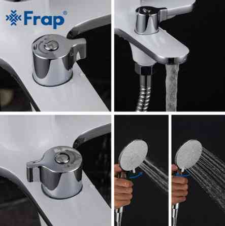 Смеситель для ванной с душевым гарнитуром Frap F3249 белый/хром Киев