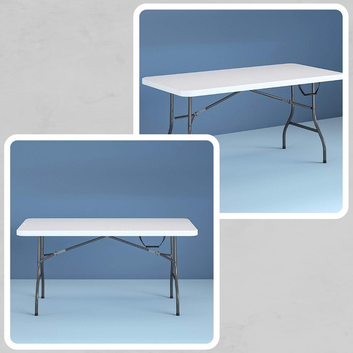 Садовий складний стіл валіза (180 × 75 х 77 см) зі сталі та пластику, легкий та міцний (Білий) Київ - фото 11