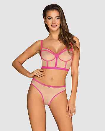 Комплект Obsessive топ и трусики, телесно-розовый, L/XL Sex Aura Киев