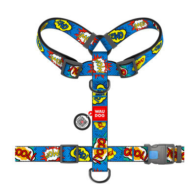 Шлей для собак WAUDOG Nylon анатомическая H-образная с QR-паспортом "ВАУ" пластиковый фастекс XL (323-0087) Винница - изображение 2
