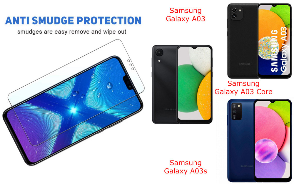 Защитное стекло NeoGlass для Samsung Galaxy A03, Galaxy A03 Core, Galaxy A03s – ультрапрозрачное и устойчивое Киев - изображение 3