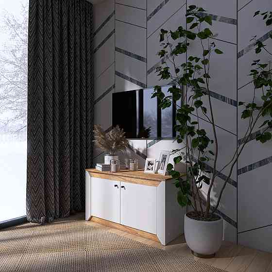 Тумба 2-х дверна закрита Еверест Нордік-980 98х38х53 см Білий + Дуб крафт золотий (DTM-5525) Львів