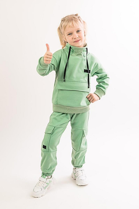 Костюм детский, спортивный х/б 100% (серый меланж, ментол, сиреневый,розовый, желтый) Крохатушка одяг 122, Ментол Киев - изображение 4