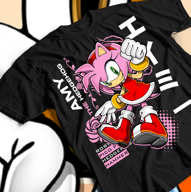 Футболка для мальчика аниме Амй Хедгехог Хероес Соник оверсайз (рост от 165 до 180 ) Черний AnimeJ0142m Днепр - изображение 1